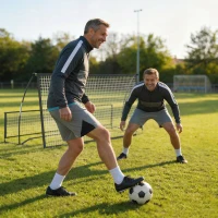 SPORTNOW Rebounder für Fußball, 2-in-1 Zweiseitig Faltbar Prellwand mit Rückprallwand Netz, 200 x 94cm, Schwarz(m-9)