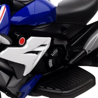 HOMCOM Moto Eléctrica Infantil con 3 Ruedas con Batería 6V Recargable Funciones de Música Bocina Faros 86x42x52 cm Negro y Azul(m-8)