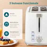 HOMCOM Set Fierbător Electric de 1.7L 2200W cu Termostat și Prăjitor de Pâine Dublu cu 7 Niveluri de Rumeneală, Alb(m-7)