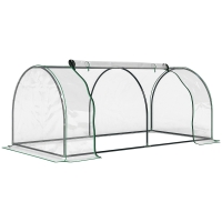 Outsunny Tunnel Greenhouse Green Grow House for Garden Outdoor, Steel Frame, PVC Cover, Transparent, 200 x 100 x 80cm