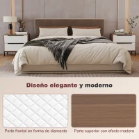 HOMCOM Cómoda con 2 Cajones de Tela Frentes con Patrón de Diamante para Salón Oficina Vestidor Natural y Blanco(m-8)