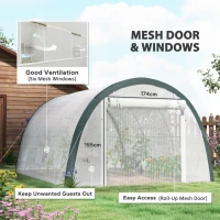 Outsunny 4 x 3(m) Walk-In Tunnel Greenhouse, with Accessories - White(m-5)