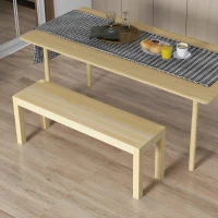 HOMCOM Ławka z drewna sosnowego, Ławka kuchenna, Drewno lite, 3-osobowa, 120 cm x 33 cm x 45 cm, Naturalna(m-7)