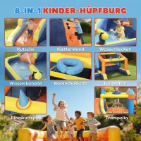 AIYAPLAY 8-in-1 Hüpfburg mit Gebläse Rutsche Planschbecken Trampolin Kletterwand für Indoor Outdoor 350x325x210cm Mehrfarbig(m-4)