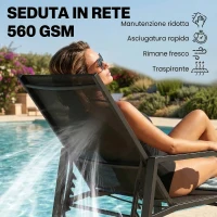 Outsunny Sdraio Reclinabile 5 Posizioni, Poggiapiedi Retrattile, Ideale Per Giardino(m-6)