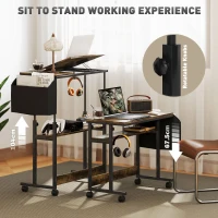 HOMCOM Biurko regulowane, 92 x 40 cm, z kółkami, do komputera(m-4)