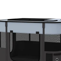 PawHut Țarc de Joacă pentru Animale de Companie cu 7 Ferestre, 3 Uși și 2 Pungi de Depozitare, Gard pentru Câini din Țesătură și Oțel Oxford, 84x64x53 cm, Negru(m-13)