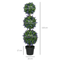 Zestaw 2 szt. sztucznych drzew lawendowych 110 cm z kulami(m-3)