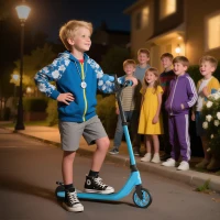 HOMCOM Electric Scooter for Kids 6+, Foldable E Scooter, Up to 8 KM/H, Maximum Range 6 KM, Adjustable Height, Blue(m-7)