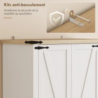 HOMCOM Buffet haut cuisine, armoire de cuisine avec 2 portes, 2 tiroirs, étagères réglables, style rustique, 76x40x180cm, blanc(m-6)