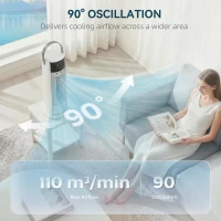 HOMCOM Wentylator kolumnowy do sypialni, 40 cm wentylator biurkowy z funkcją mgiełki, 3 prędkości, oscylacja 90°, timer(m-6)