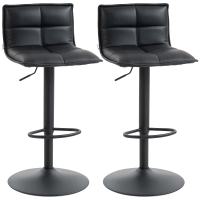 HOMCOM Lot de 2 tabourets de bar, chaises de bar réglable en hauteur avec assise pivotant en PU 44 x 45 x 85-106 cm noir