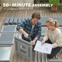 PawHut Kurnik dla 3-4 kur z wybiegem, gniazdem, dachem asfaltowym, osłoną Oxford i szufladą, 264x82x89 cm, szary(m-9)