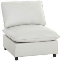 HOMCOM Akzentstuhl, Moderner Leathaire-Stuhl mit Breiter und Tiefer Sitzfläche, Dicke Polster, Einfache Montage, Grau