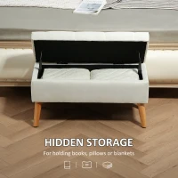 HOMCOM Ławka z pojemnikiem, tapicerowana, welurowa, z pokrywą(m-4)