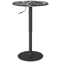 HOMCOM Stół barowy okrągły dla 2 osób, czarny, Ø60 cm, regulowany(m-11)
