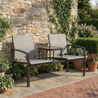 Outsunny 2-zits tuinbank zitbank met rug- & armleuningen, tweelaags glastafel, parkbank belastbaar tot 240 kg 135 x 67 x 81 cm Grijs(m-10)