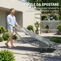 Outsunny Lettino Prendisole Doppio con Baldacchino Rimovibile, Ruote, Cuscini e Tasche, Grigio(m-7)