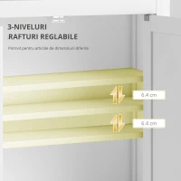 HOMCOM Dulap de Baie de Perete din Lemn cu 2 Rafturi Reglabile pe 3 Nivele, 61x20x84 cm, Alb(m-6)