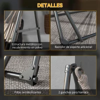 Outsunny Soporte para Hamaca Plegable 2 en 1 Soporte para Silla Colgante con Estructura de Metal y Bolsa de Transporte Negro(m-6)