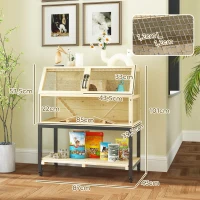 PawHut Wooden Hamster Cage with Storage Shelf, Wheels, Ramps, Water Bottle, Hut, Seesaws, 87 x 43 x 101cm(m-3)