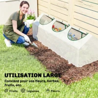 Outsunny Serre de jardin mini serre 3 fenêtres enroulables couverture en PE haute densité 140 g/m² 180 x 60 x 60 cm blanc(m-7)