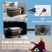 Outsunny Glacière à compresseur 20L -20 °C à +20 °C Glacière électrique avec commande par application, éclairage LED, port USB, protection de la batterie(m-5)