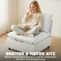 HOMCOM Akzentstuhl, Moderner Leathaire-Stuhl mit Breiter und Tiefer Sitzfläche, Dicke Polster, Einfache Montage, Grau(m-5)