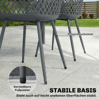 Outsunny Zestaw 4 krzeseł ogrodowych odporne na UV z tworzywa, z podłokietnikami i oparciami, 56 x 51 x 84 cm, ciemnoszare(m-7)