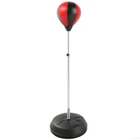 HOMCOM Saco de Boxeo de Pie Punching Ball con Altura Ajustable de 4 Niveles en 126-144 cm Base Rellenable de Agua o Arena Guantes y Inflador para Adolescentes Rojo y Negro(m-11)