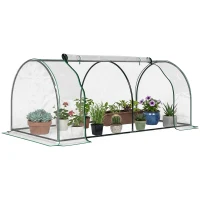 Outsunny Seră de grădină în formă de tunel din oțel cu acoperire din PVC, 200x100x80 cm, transparentă și verde(m-11)