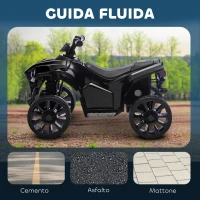 AIYAPLAY Quad Elettrico per Bambini ATV con Batteria Ricaricabile 6V, Fari LED e Musica, Età 3-6 Anni, Nero(m-5)