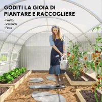 Outsunny Serra tunnel da giardino 24m² 8L x 3l x 2H m - 16 finestre, Porta avvolgibile con zip acciaio zincato, telo PE, Bianco(m-8)