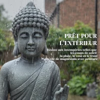 Outsunny Statue de Jardin, Sculpture de Bouddha Assis en Oxyde de Magnésium, Décoration Spirituelle 32 x 23 x 51 cm, Gris Foncé(m-5)