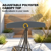 Outsunny Hollywoodschommel Rotan 2-persoons Tuinschommel met Verstelbaar Zonnedak en zachte kussens A-frame Donkergrijs(m-7)