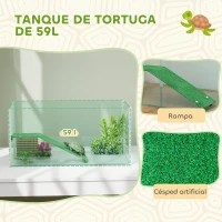 PawHut Acuario para Tortugas Terrario de Tortugas con Plataforma Rampa y Vista Panorámica 360° 60x35x28 cm Blanco(m-4)