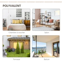 Outsunny Loveuse fauteuil rond de jardin fauteuil lune papasan pliable grand confort macramé coton polyester beige(m-4)