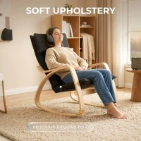 HOMCOM Lounge Chair, Comfortable Relax Rocking Chair with Headrest, 67W x 92D x 89H cm, Black(m-5)