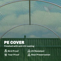 Outsunny 4 x 2 x 2 m Polytunnel Greenhouse with Roll-up Door and 6 Mesh Windows, Walk-in Garden Tunnel Warm House Tent with UV-resistant PE Cover and Galvanised Steel Frame, Green(m-4)