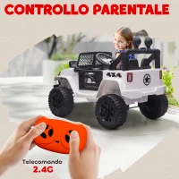 HOMCOM Macchina Elettrica per Bambini Jeep Fuoristrada con Telecomando e 2 Velocità, 100x65x72 cm, Bianco(m-5)