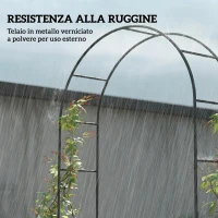 Outsunny Arco da Giardino in Metallo con Base per Piante Rampicanti per Cerimonie, Compleanni ed Eventi, Nero(m-6)