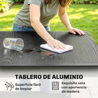 Outsunny Mesa de Comedor Exterior Extensible 154/214 cm para 8-10 Personas de Aluminio Acero con Tapa Imitación Madera Gris(m-5)