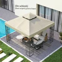 Outsunny Acoperire pentru Foișor de Grădină 3x3m, Acoperiș de Schimb UPF30+ cu 2 Straturi, Poliester, Crem(m-7)