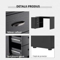 HOMCOM Masa de Birou de colt cu Sertar, pentru Birou si Casa, in Forma de L, Neagra(m-6)