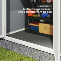 Outsunny Metall-Gartenschuppen, abschließbar, Doppeltür, Fenster, Aluminiumrahmen, 1,80 x 1,30 x 2,10 m, Grau(m-6)