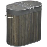 HOMCOM Kosz na bieliznę 100L z wyjmowaną ławą do prania 62,5 cm x 37 cm x 60,5 cm Naturalny + Biały(m-1)