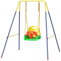 AIYAPLAY Altalena da Giardino per Bambini Regolabile con Schienale e Barriera, in Acciaio e PP, 128x155x157 cm, Verde(m-10)