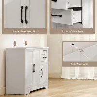 HOMCOM Sideboard with 2 Drawers Modern Storage Cabinet, Kitchen Cupboard with Adjustable Shelf and 3 Doors White(m-7)