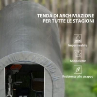 Outsunny Capanno da Giardino, Tenda da Stoccaggio Esterno, Garage per Bici, Tetto in PE, Struttura in Metallo Zincato, Grigio(m-4)