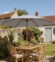 Outsunny Parasol droit parasol de jardin rond grande taille de jardin Ø 2,5 x 2,3H m bois de bambou gris(m-2)